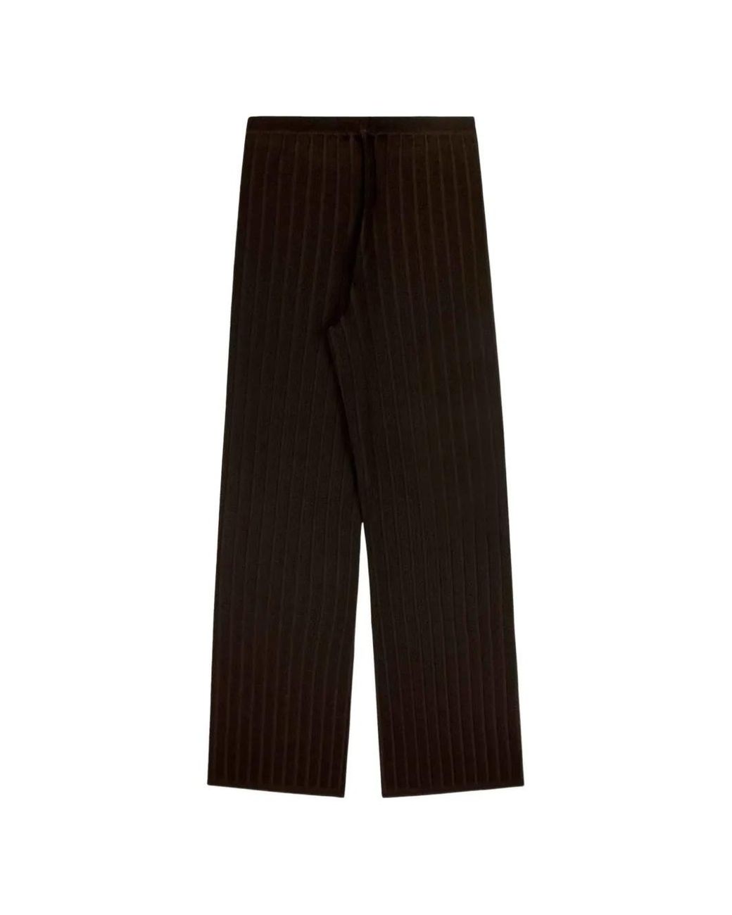 Sporty & Rich Brown Ribbed Logo-Embroidered Palazzo Pants