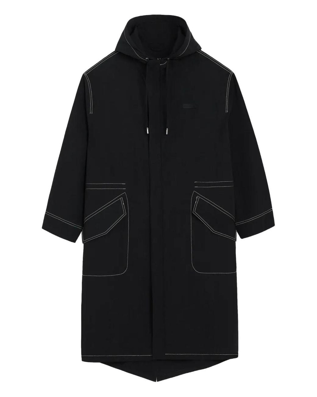 AMI Black Crinkled Long Parka