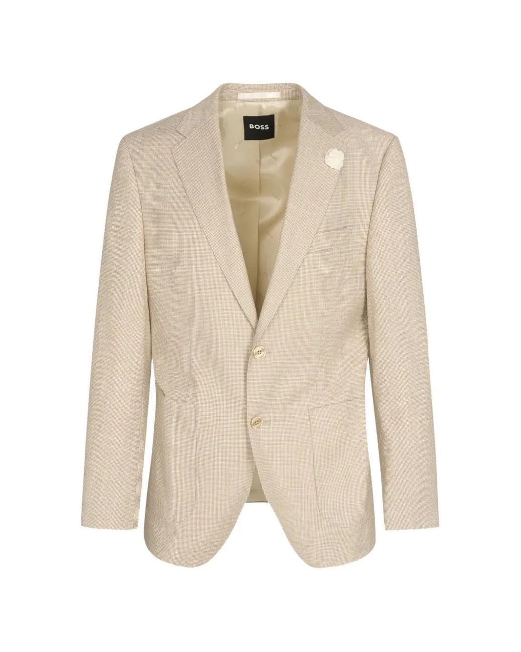 HUGO White Micro-Check Notch-Lapel Blazer for men