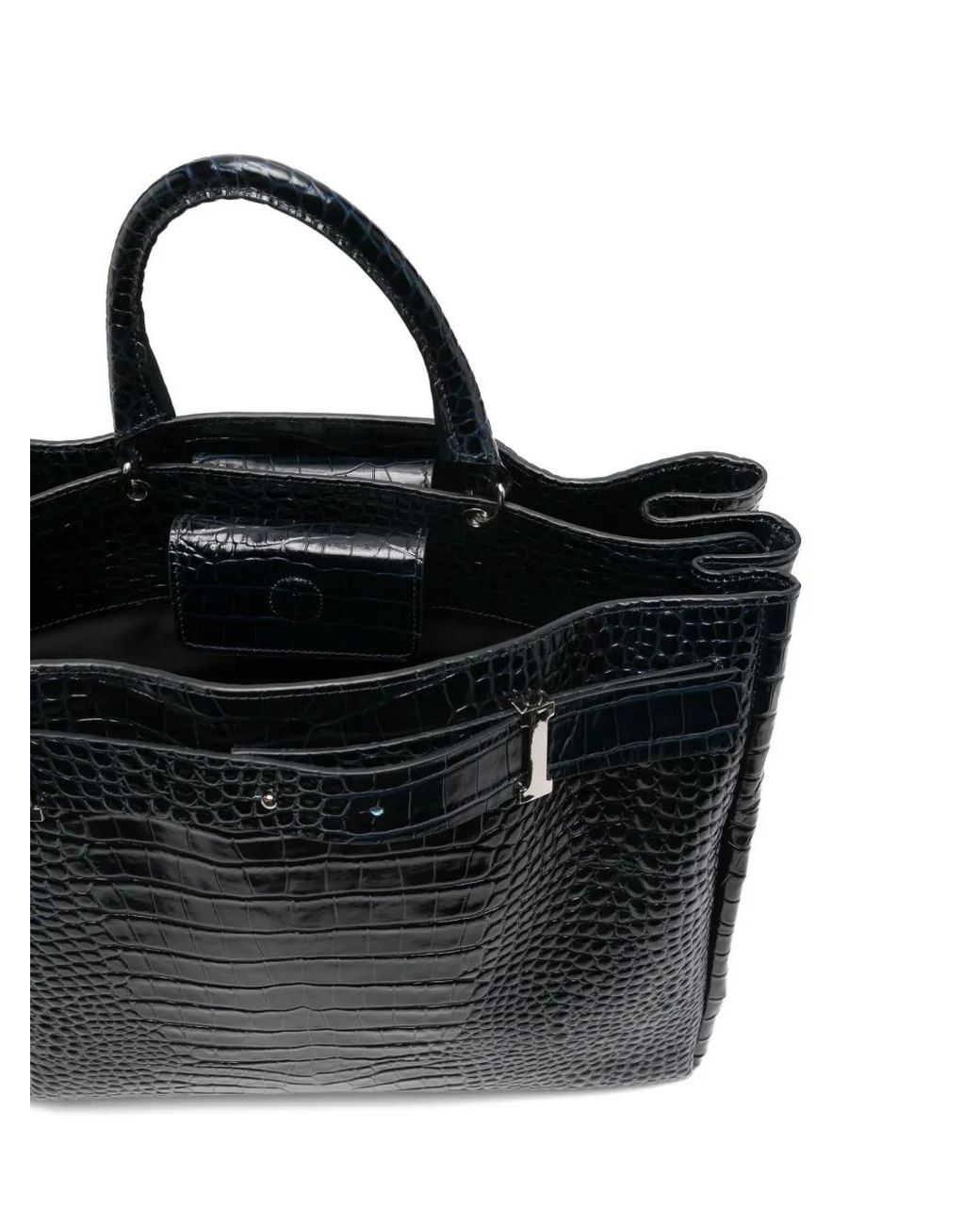 Iceberg Black Crocodile-Effect Tote Bag