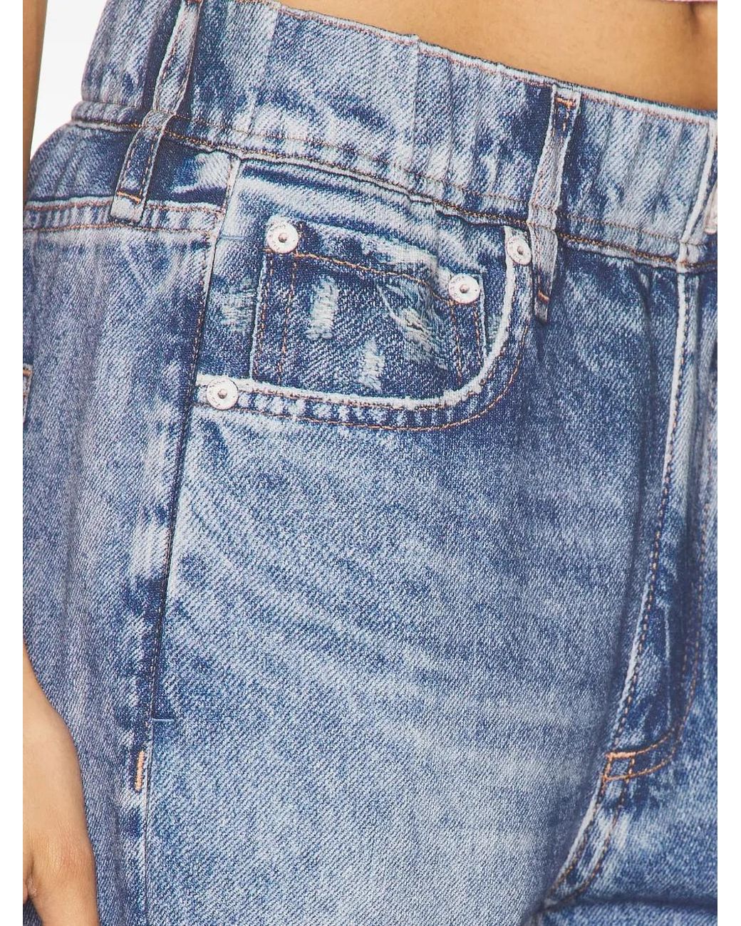 Rag & Bone Blue Elastic-Cuff Acid-Wash Jeans
