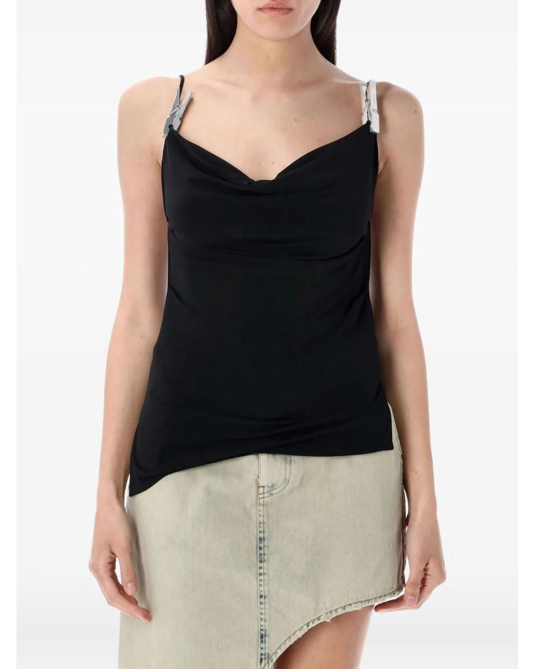 Coperni Black Cowl Neckline Tank Top