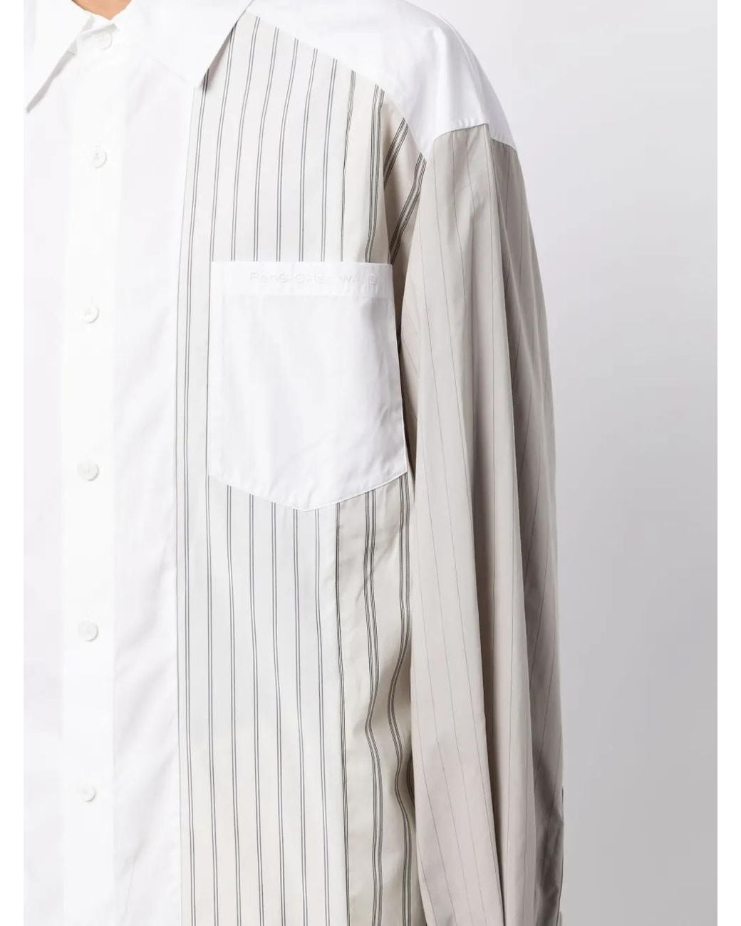 Feng Chen Wang White Striped Long-Sleeve Shirt for men