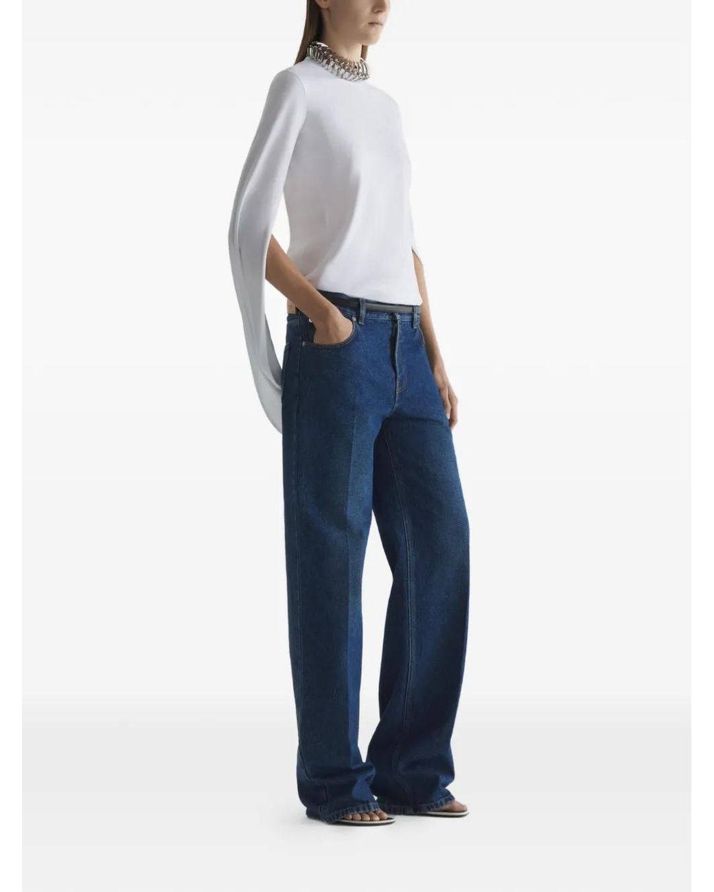 Mugler Gray Cascade Loop Jersey Top