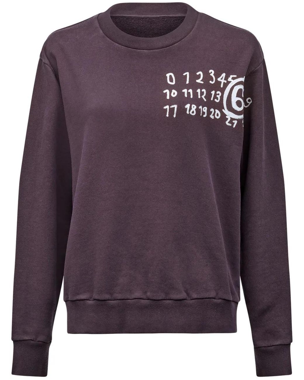 MM6 by Maison Margiela Purple Numbers-Print Cotton Sweatshirt