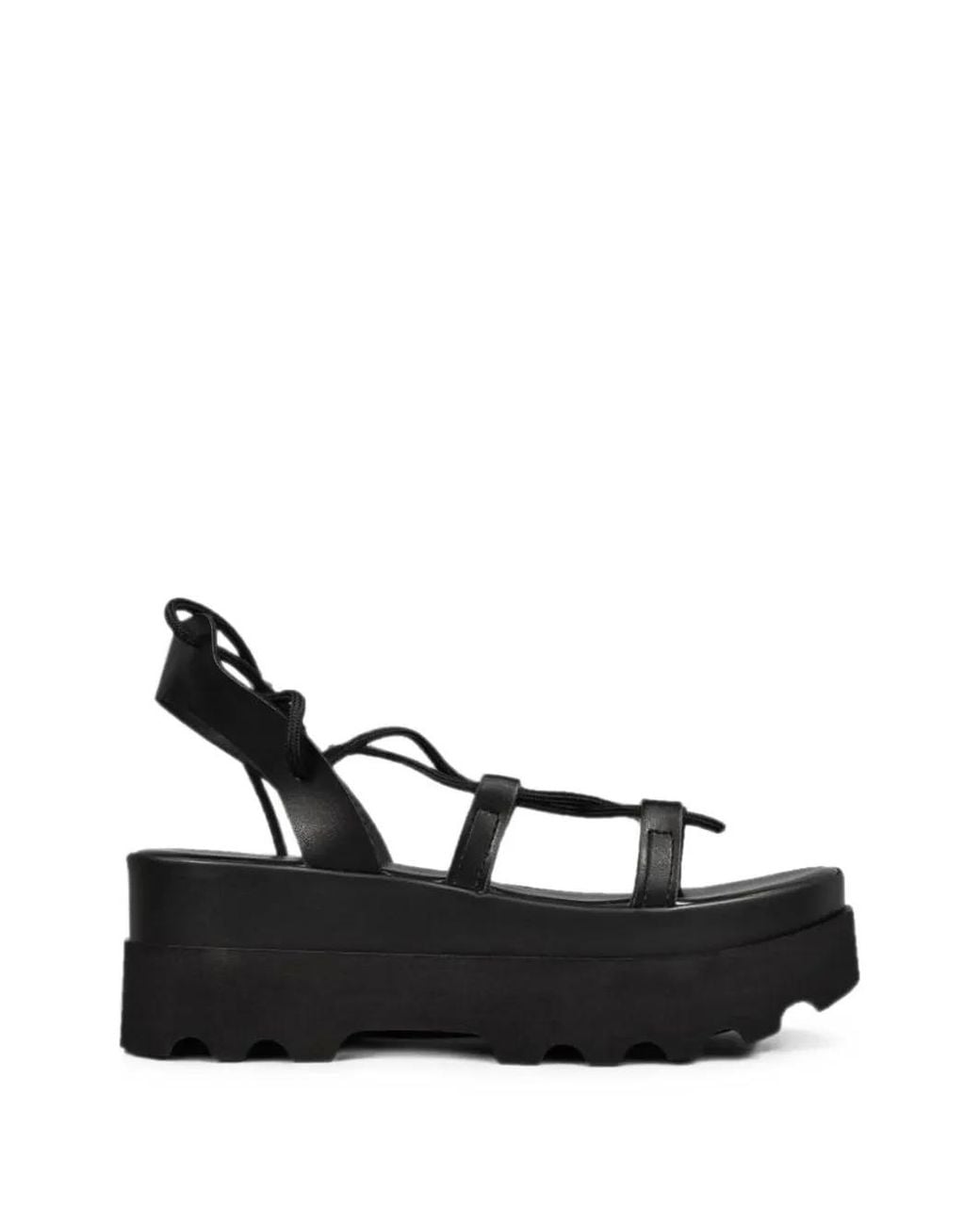 Altercore Black Sue Lace-Up Platform Sandals