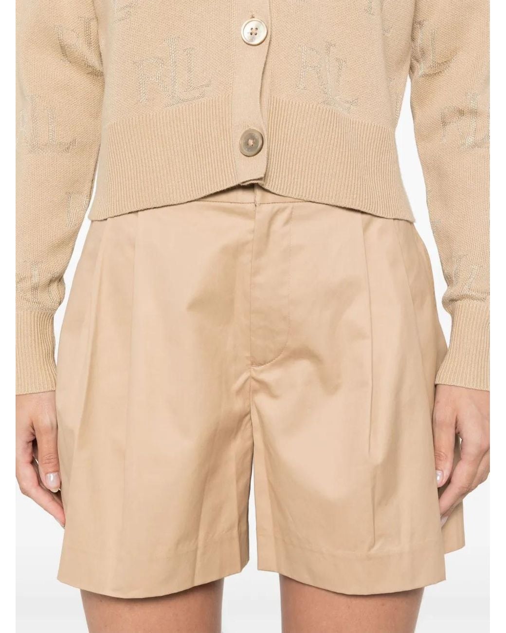 Ralph Lauren Natural Pleat-Detail Shorts