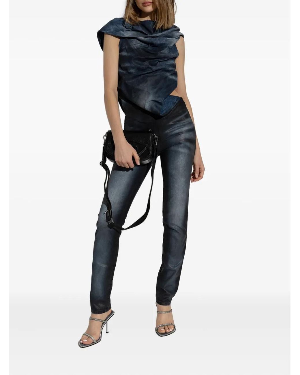 DIESEL Blue Asymmetric-Design Jumpsuit