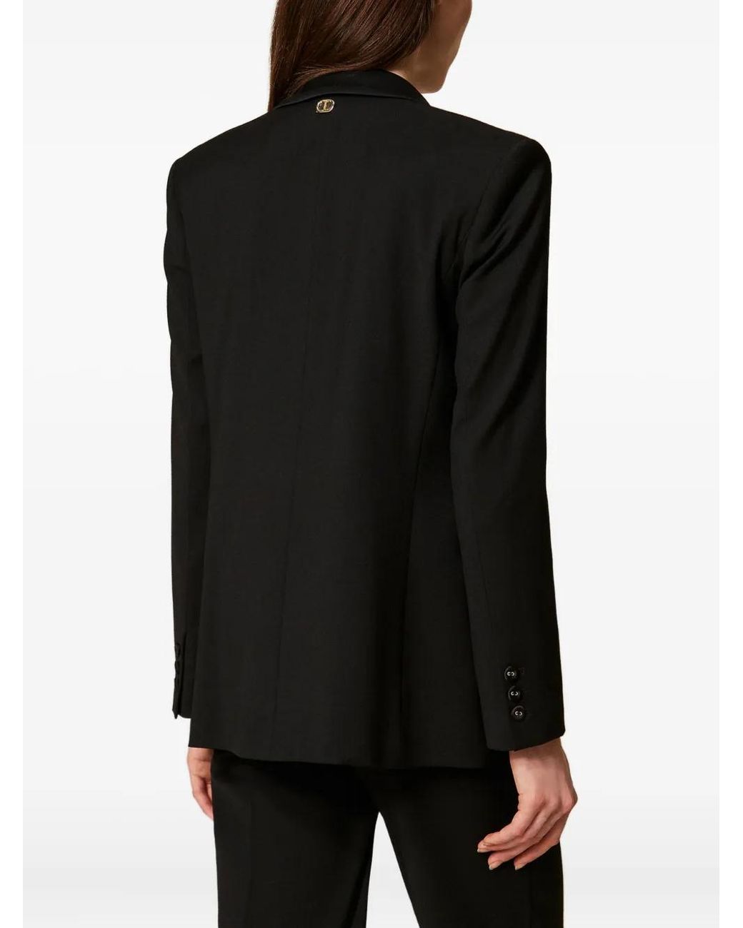 Twinset Black Long-Sleeve Double-Breasted Blazer