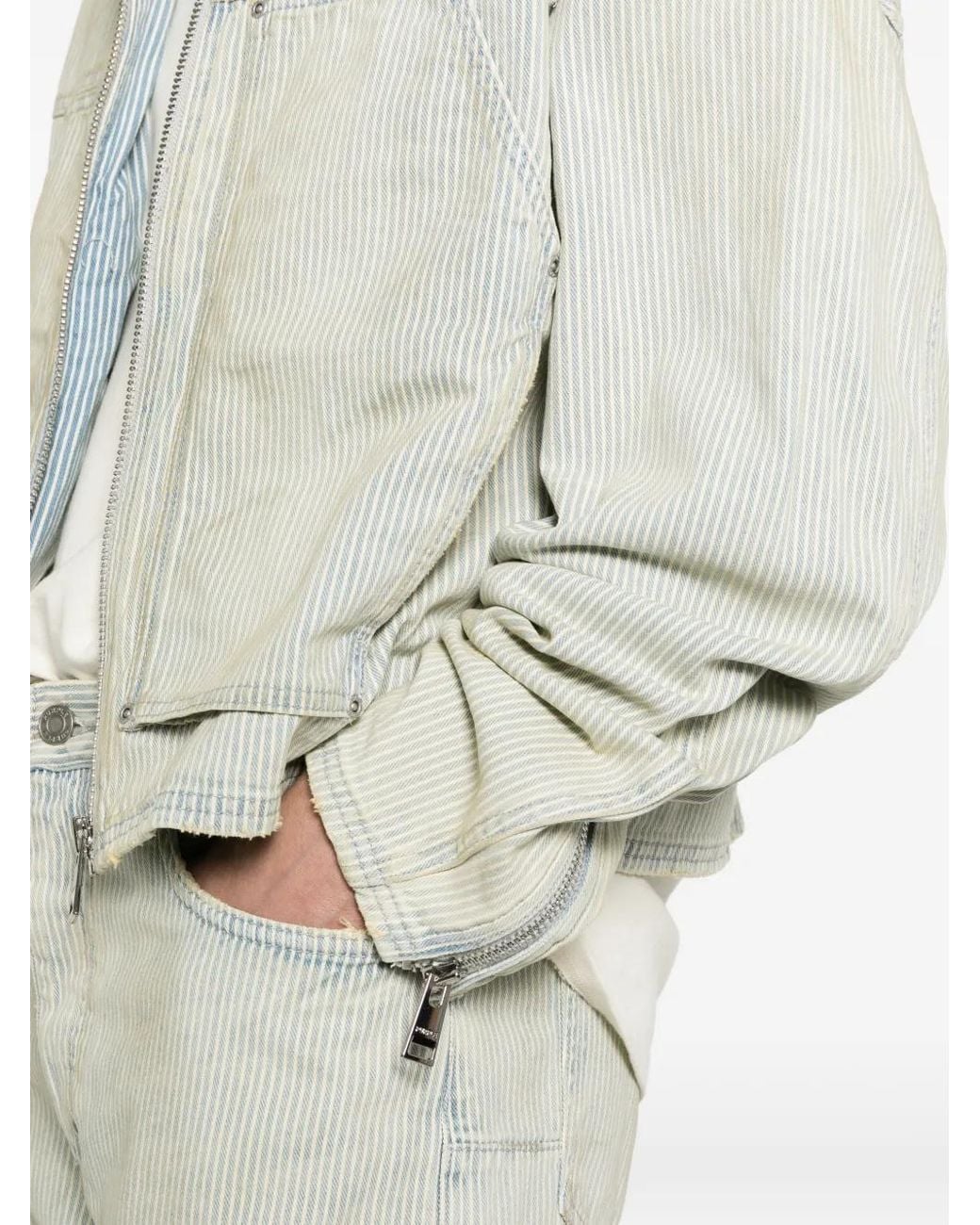 Purple Brand White Striped Zip Jacket for men