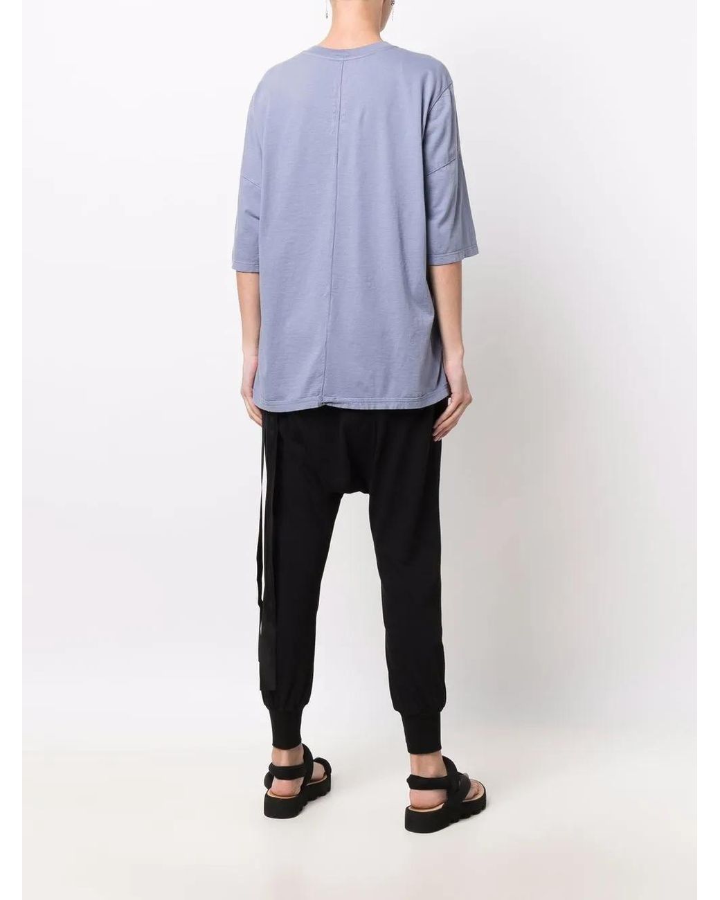 Rick Owens Blue Drop-Shoulder Cotton T-Shirt
