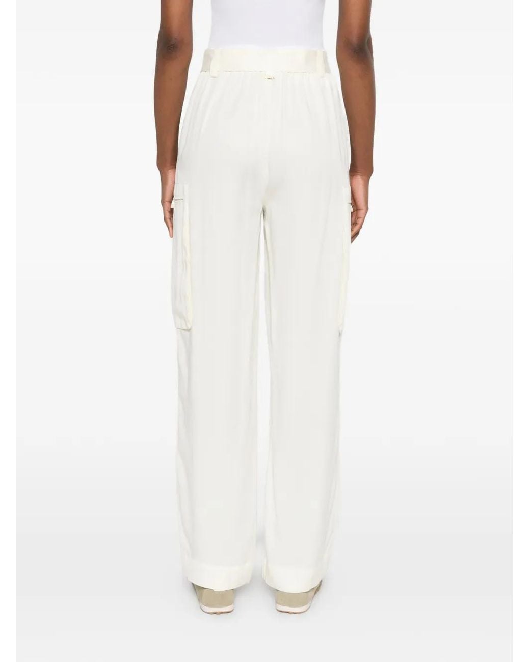 Twinset White Cargo-Pocket Straight Trousers