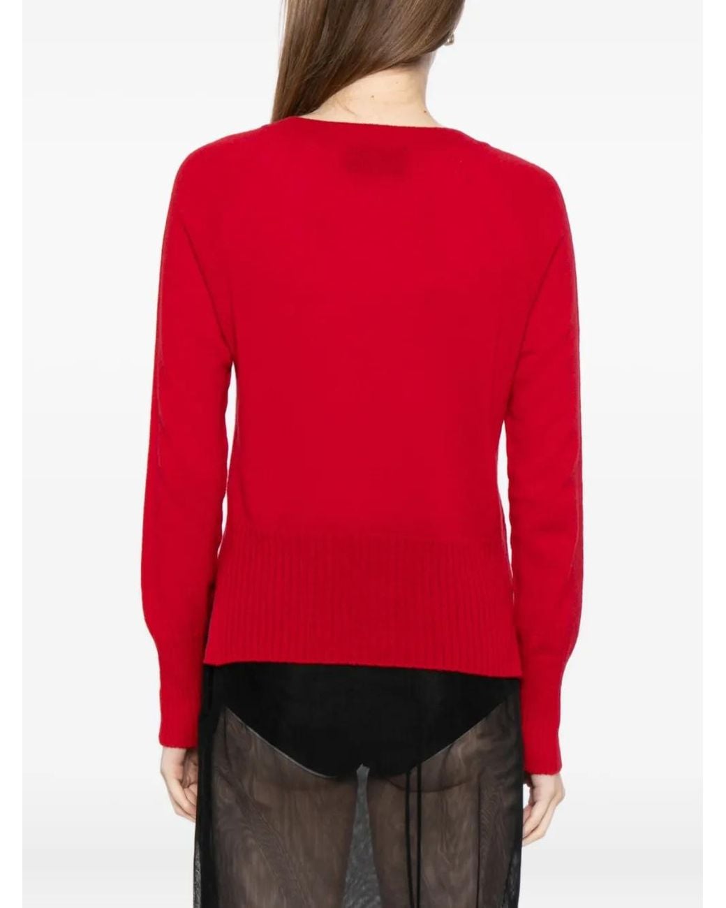Simone Rocha Red Embellished Cashmere Cardigan