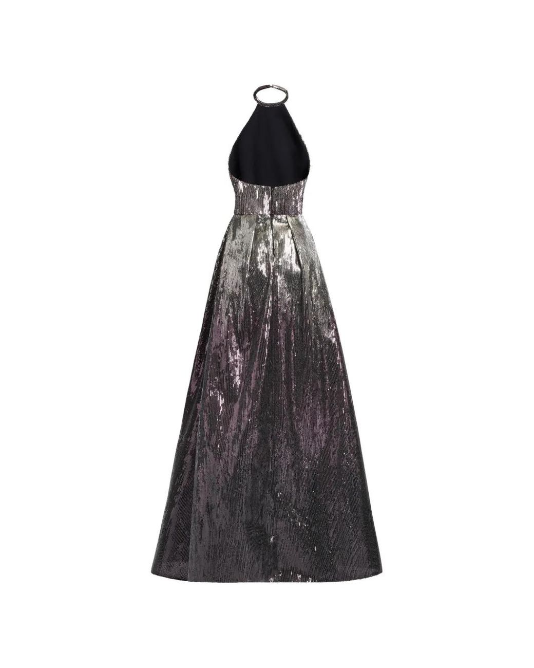 Elie Saab Gray Robe Longue Dos Nu À Sequins À Effet De Dégradé