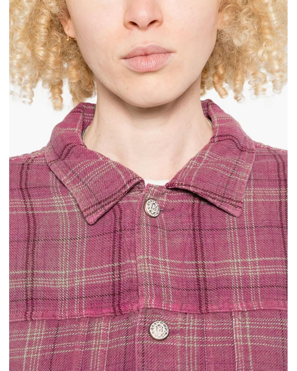 R13 Purple Check-Pattern Button-Down Shirt Jacket
