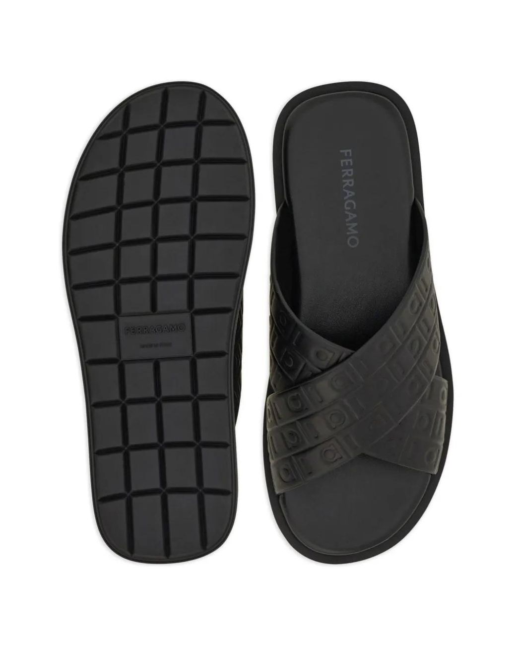 Ferragamo Black Monogram Sandals for men