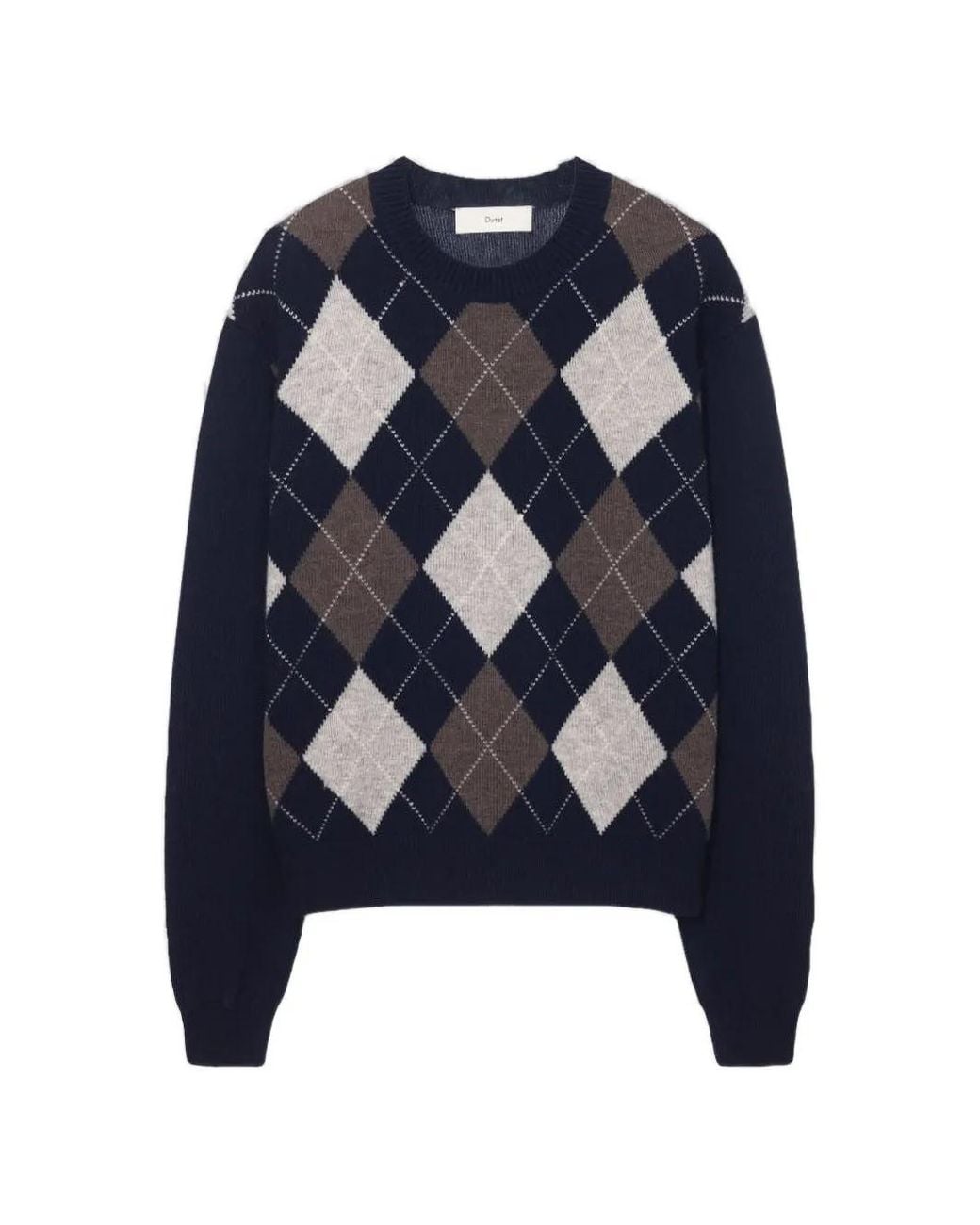 DUNST Blue Pullover Mit Argyle-Muster