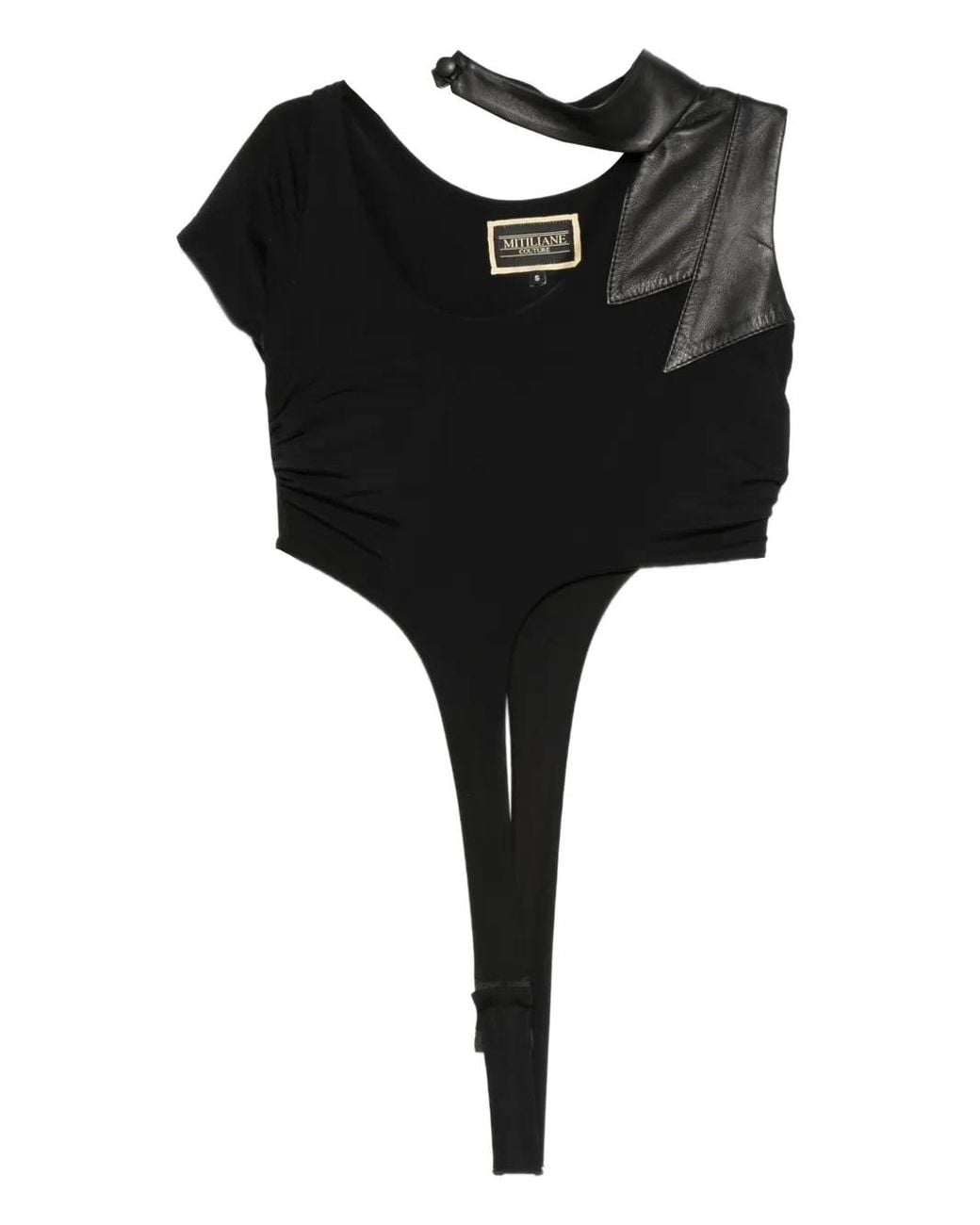 MITILIANE COUTURE Black Leather Insert Top