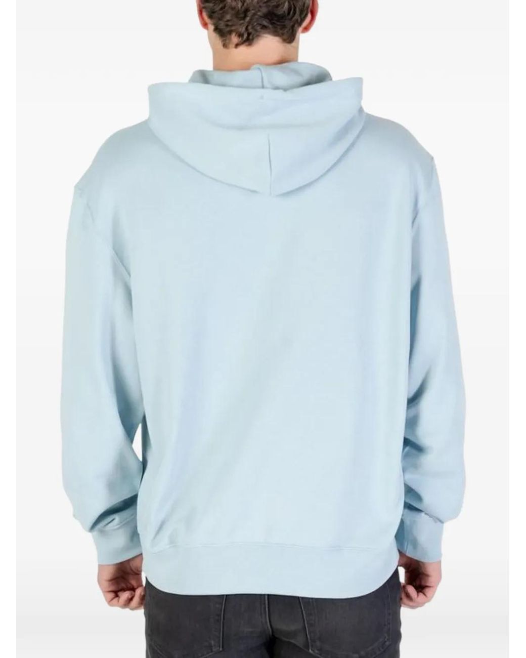 Calvin Klein Blue Logo-Print Drawstring Hoodie for men