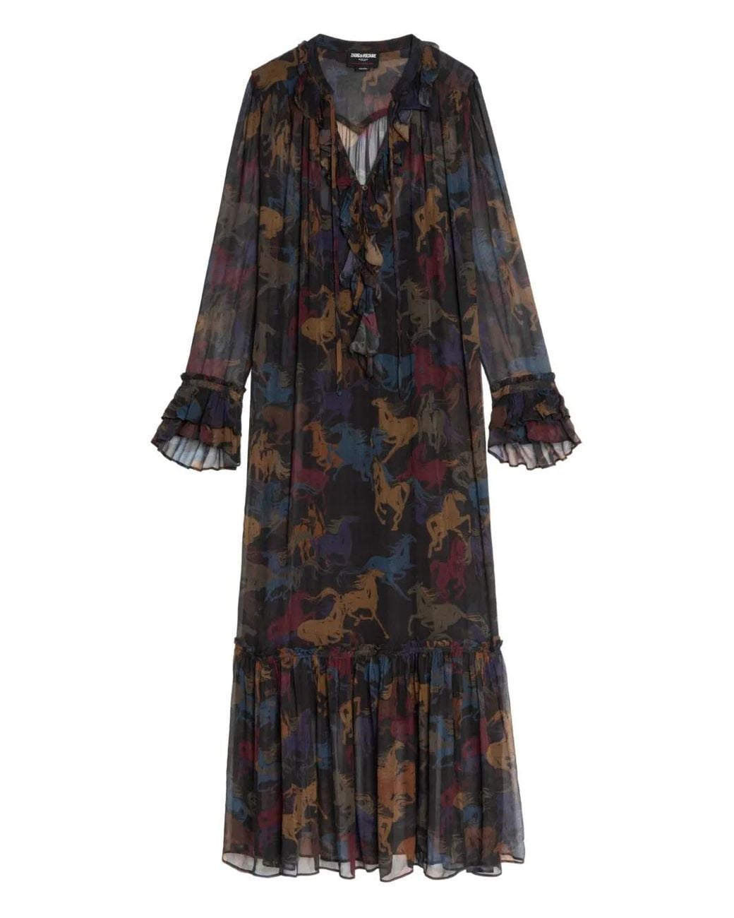 Zadig & Voltaire Black Ralicel Horse-Print Maxi Dress