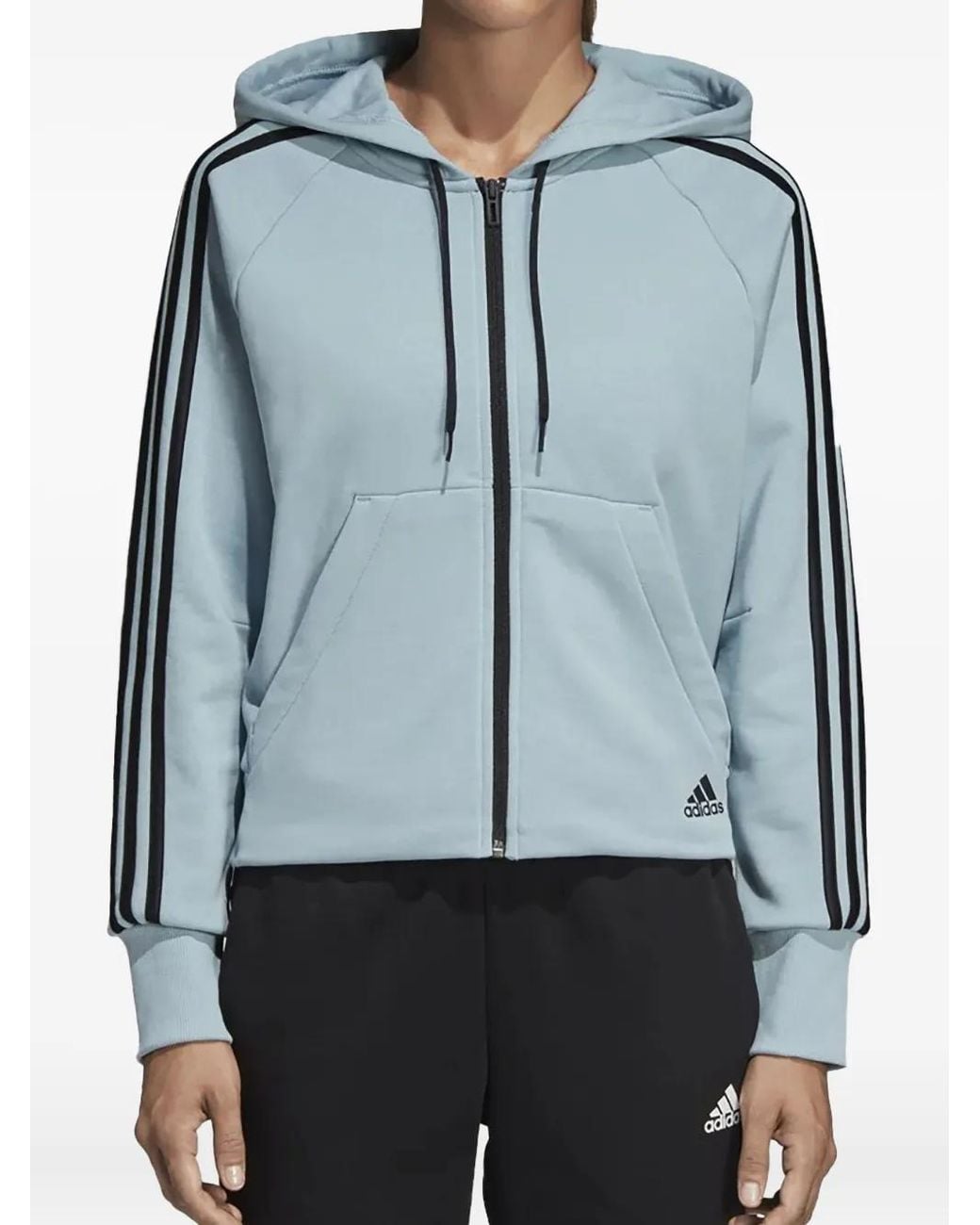 Adidas Blue Stadium 3-Stripes Zip-Up "Ash" Hoodie