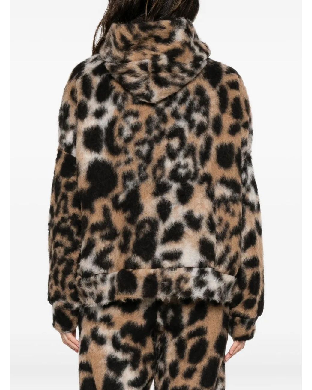 Gcds Black Hooded Animal-Print Sweater