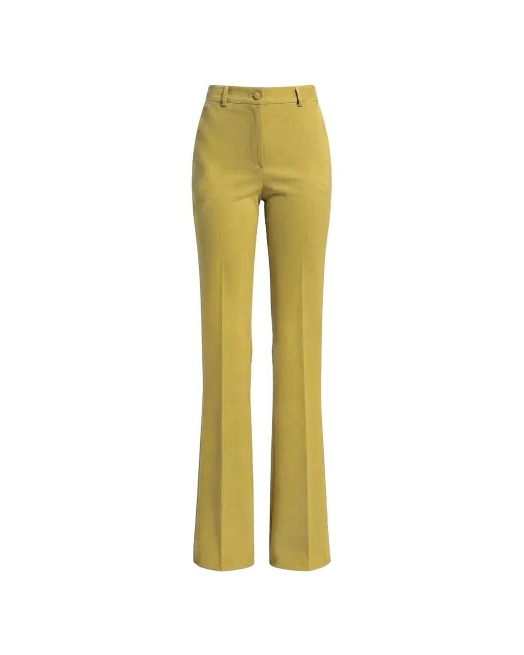 Gemy Maalouf Yellow Pressed-Crease Straight-Leg Trousers
