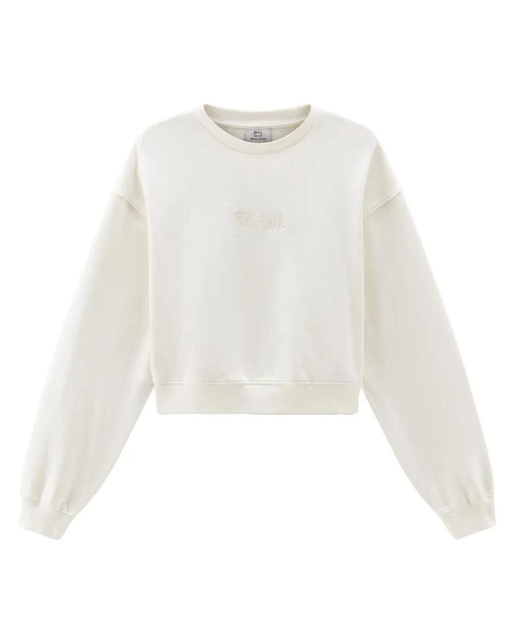 Woolrich White Logo-Embroidered Cotton Sweatshirt