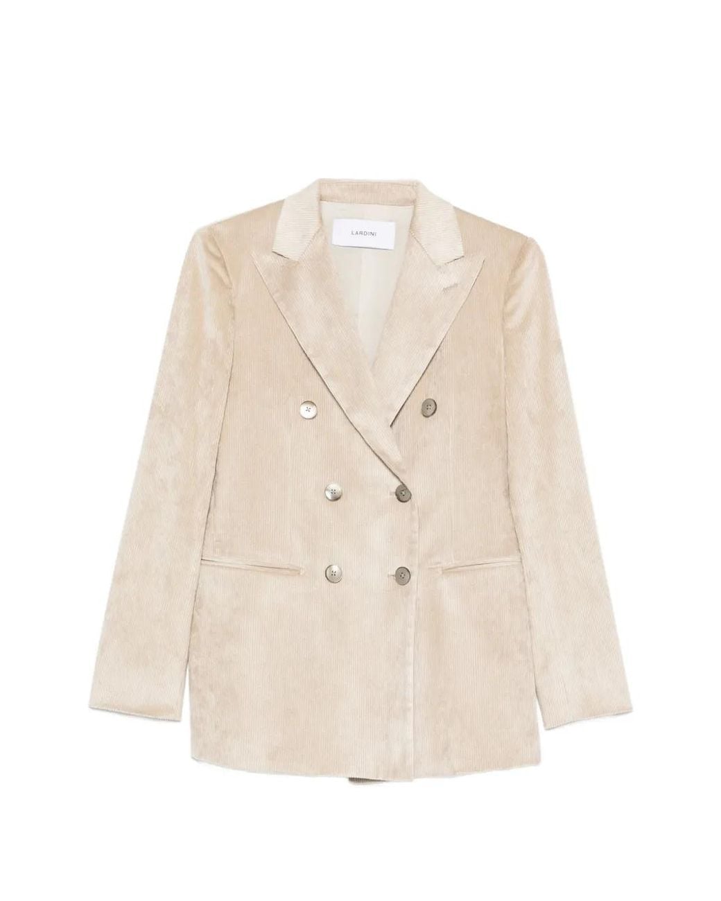 Lardini Natural Double-Breasted Corduroy Blazer