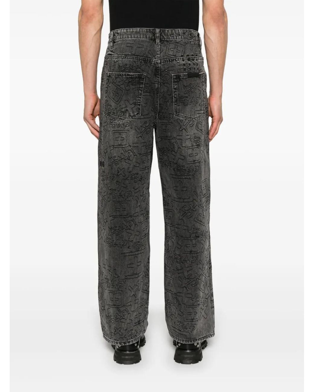 Ksubi Gray Maxx Stencil Stitch Jeans for men