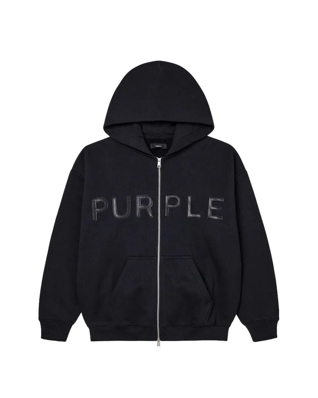 Purple Brand Blue Logo-Patch Zip-Up Hoodie for men