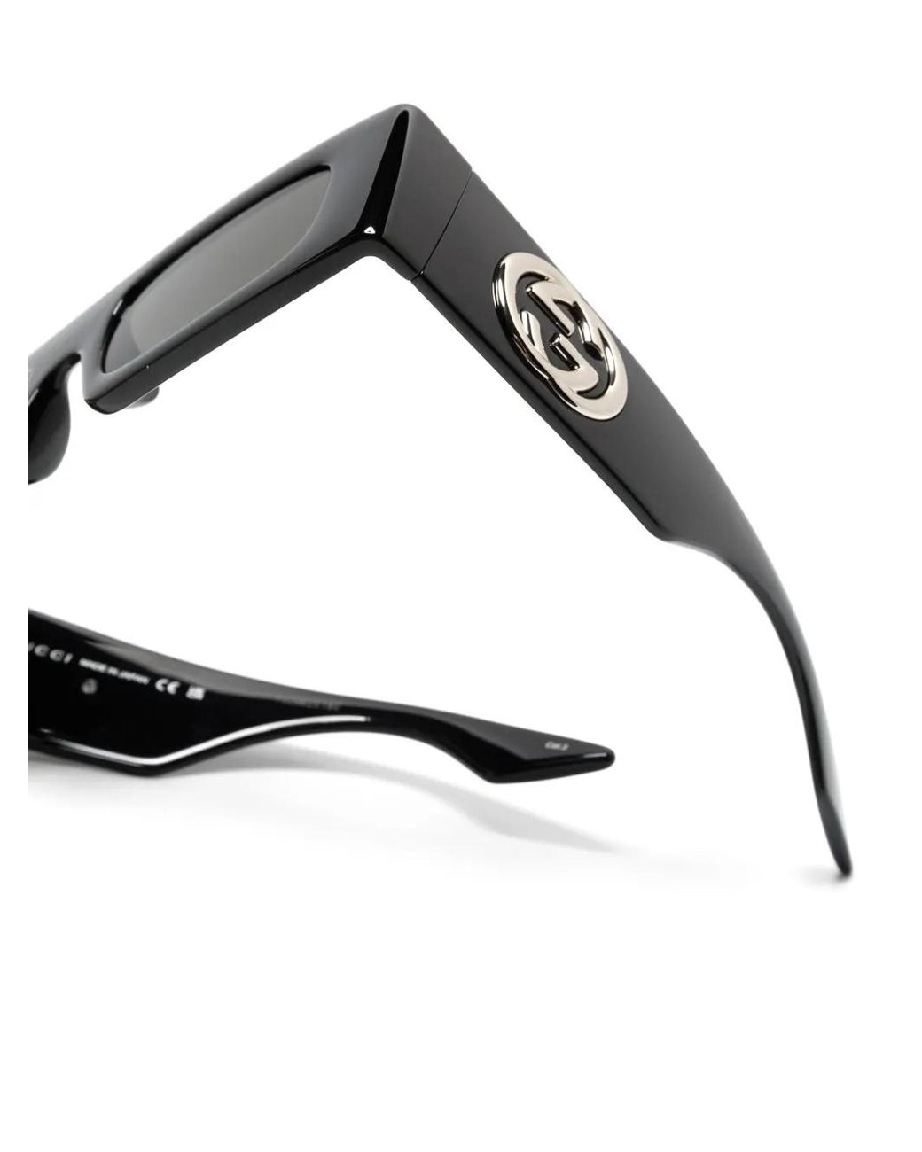 Gucci Gray Double G Rectangular-Frame Sunglasses