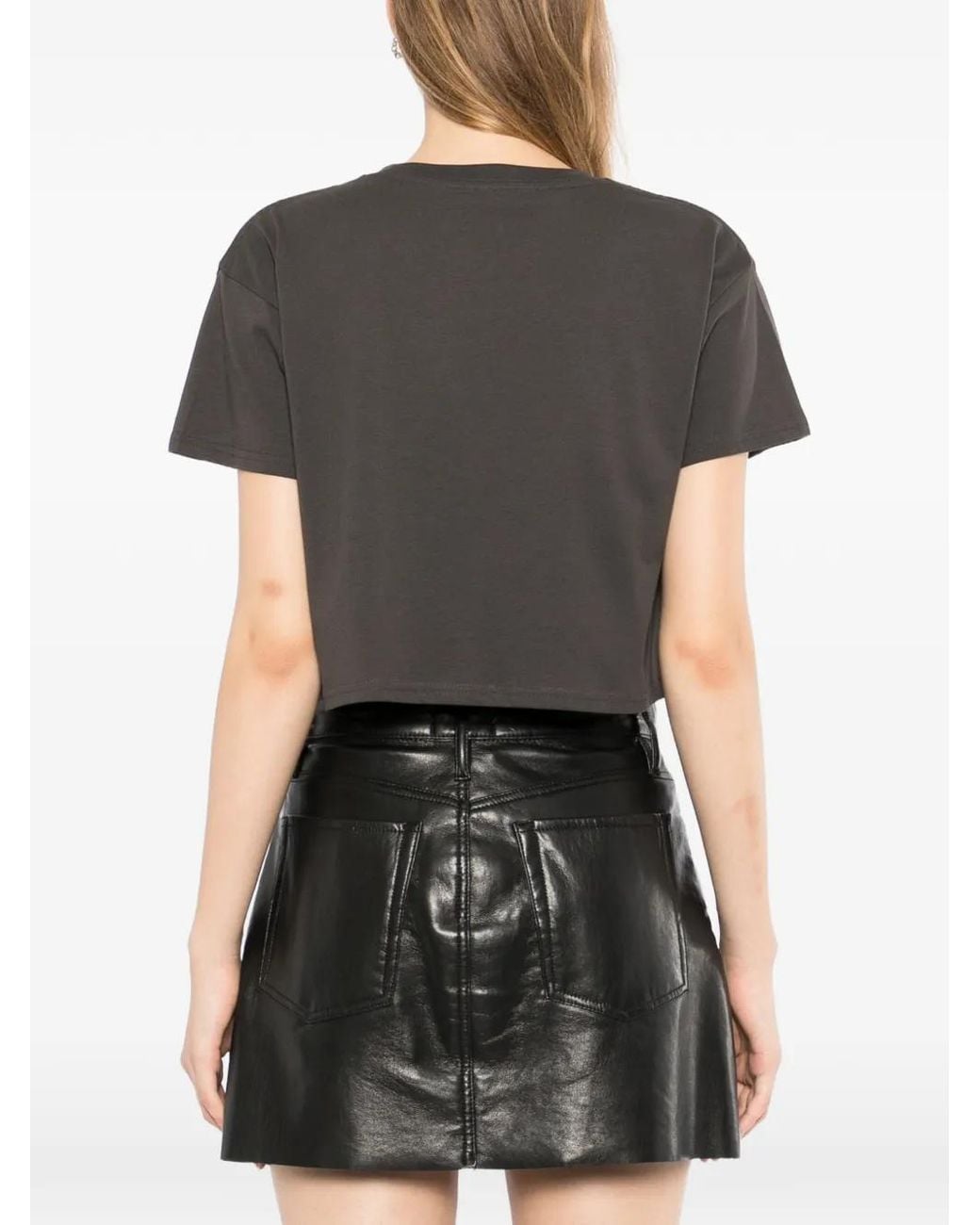 Melt Black Graphic-Print Cropped T-Shirt