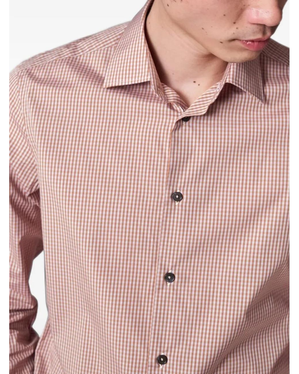 Paul Smith Pink Tailored-Fit Rust Gingham Shirt for men