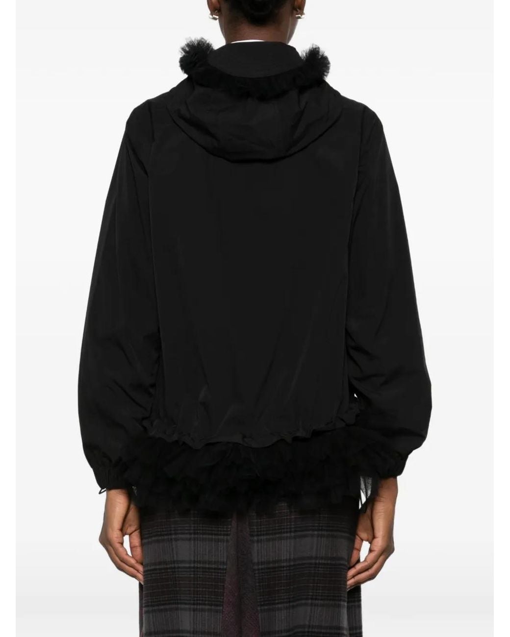 Noir Kei Ninomiya Black Tulle-Trim Hooded Jacket