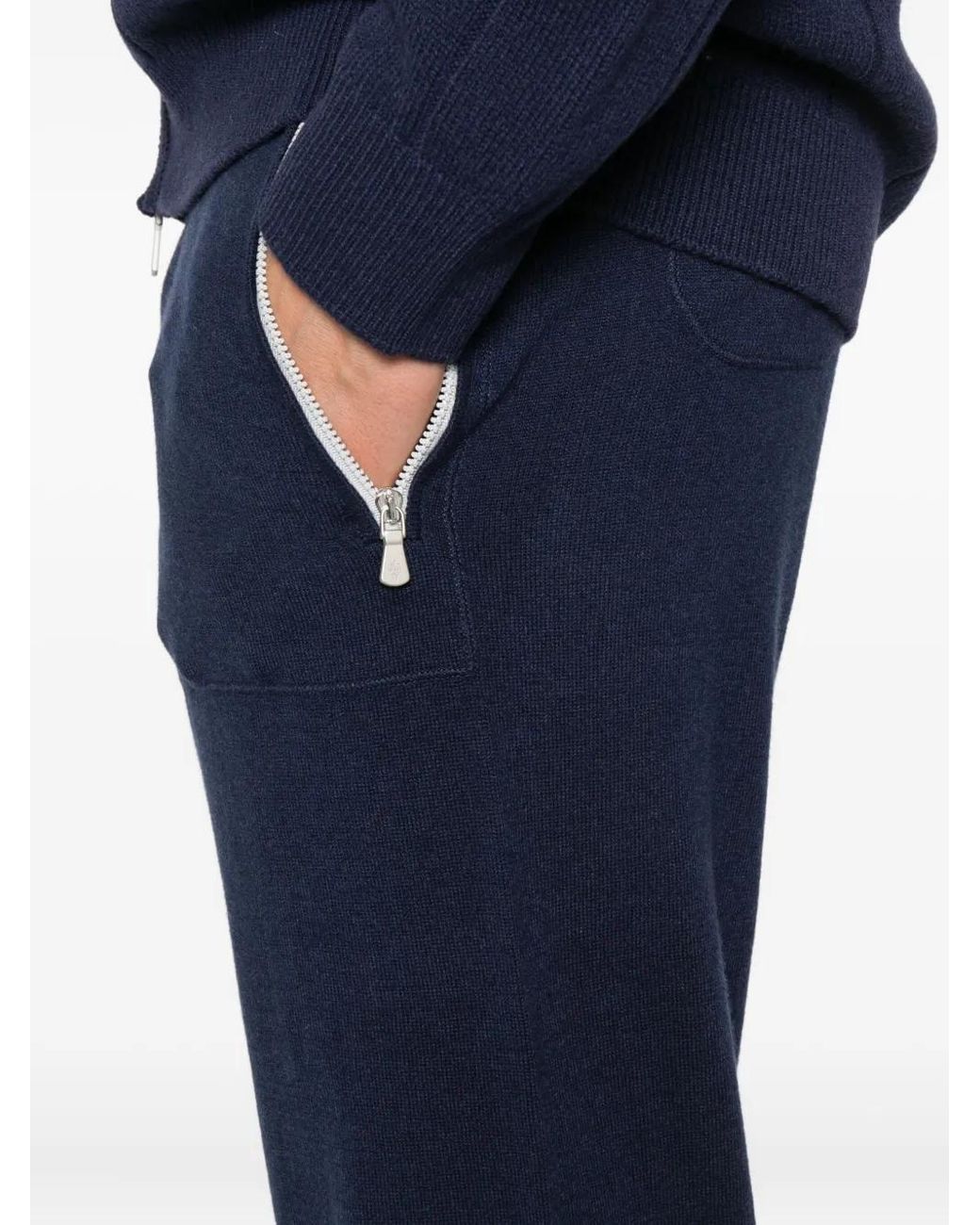 Eleventy Blue Cashmere Track Trousers for men