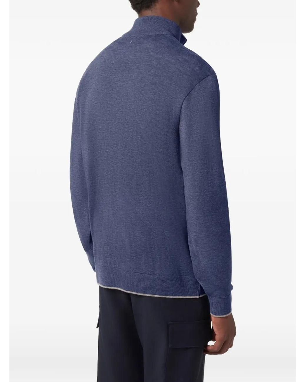Paul & Shark Blue Piuma Wool Half-Zip Sweater for men