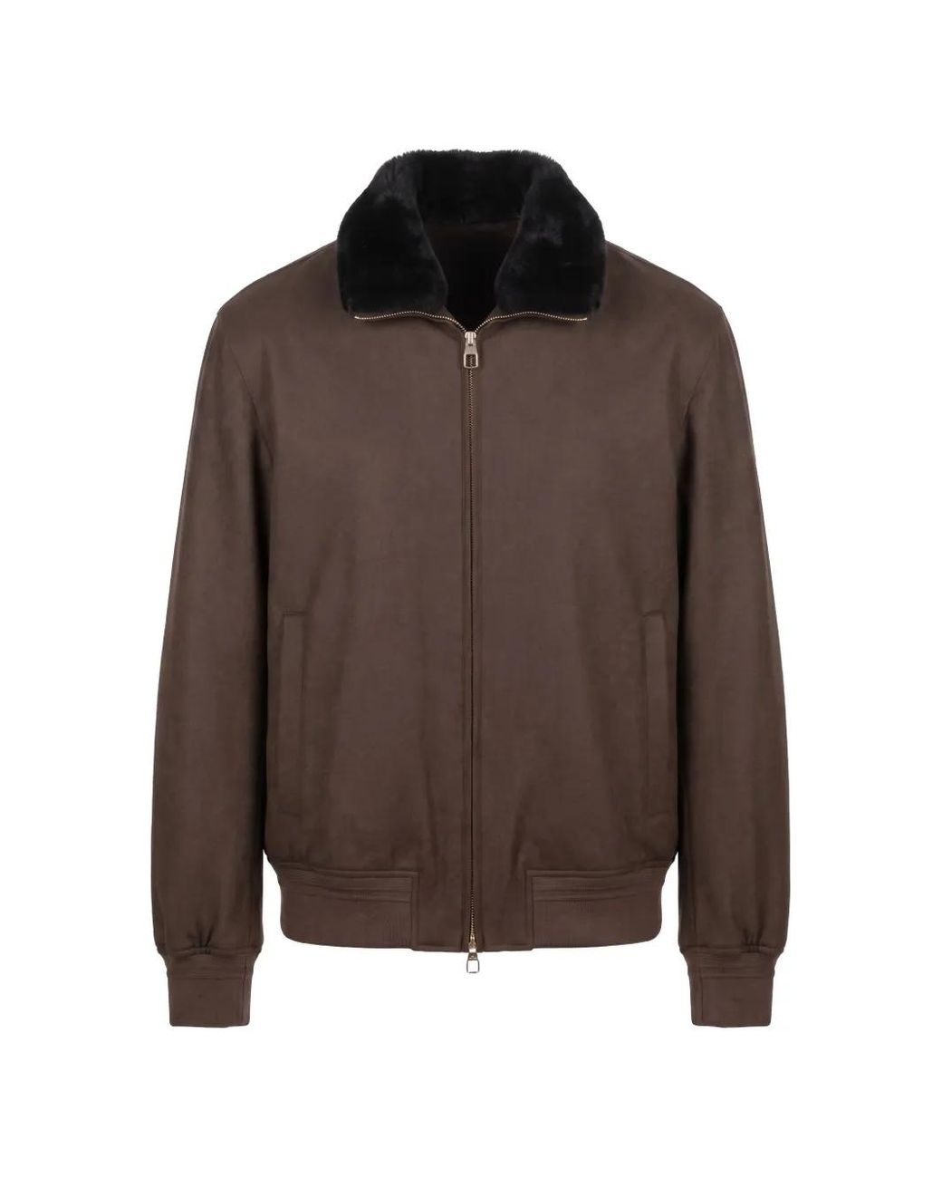 Montecore Brown Faux-Fur Collar Bomber Jacket for men