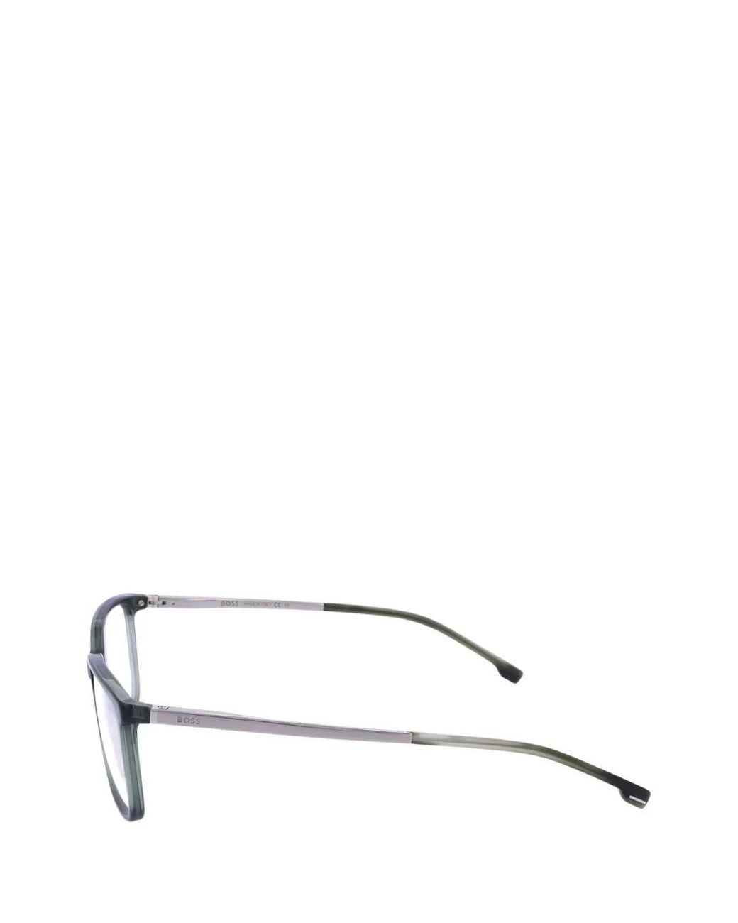Boss White Rectangle-Frame Glasses for men