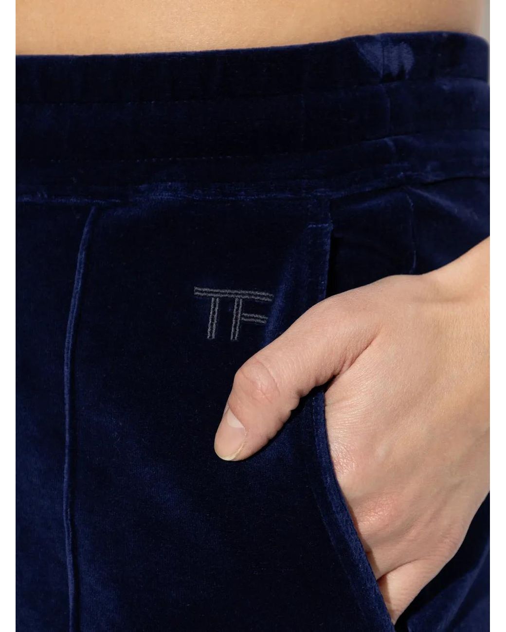 Tom Ford Blue Drawstring-Fastening Panelled Trousers