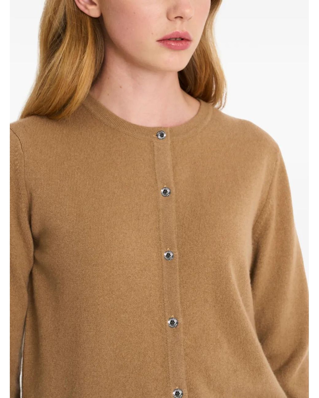 Pringle of Scotland Natural Crew-Neck Cashmere Cardigan