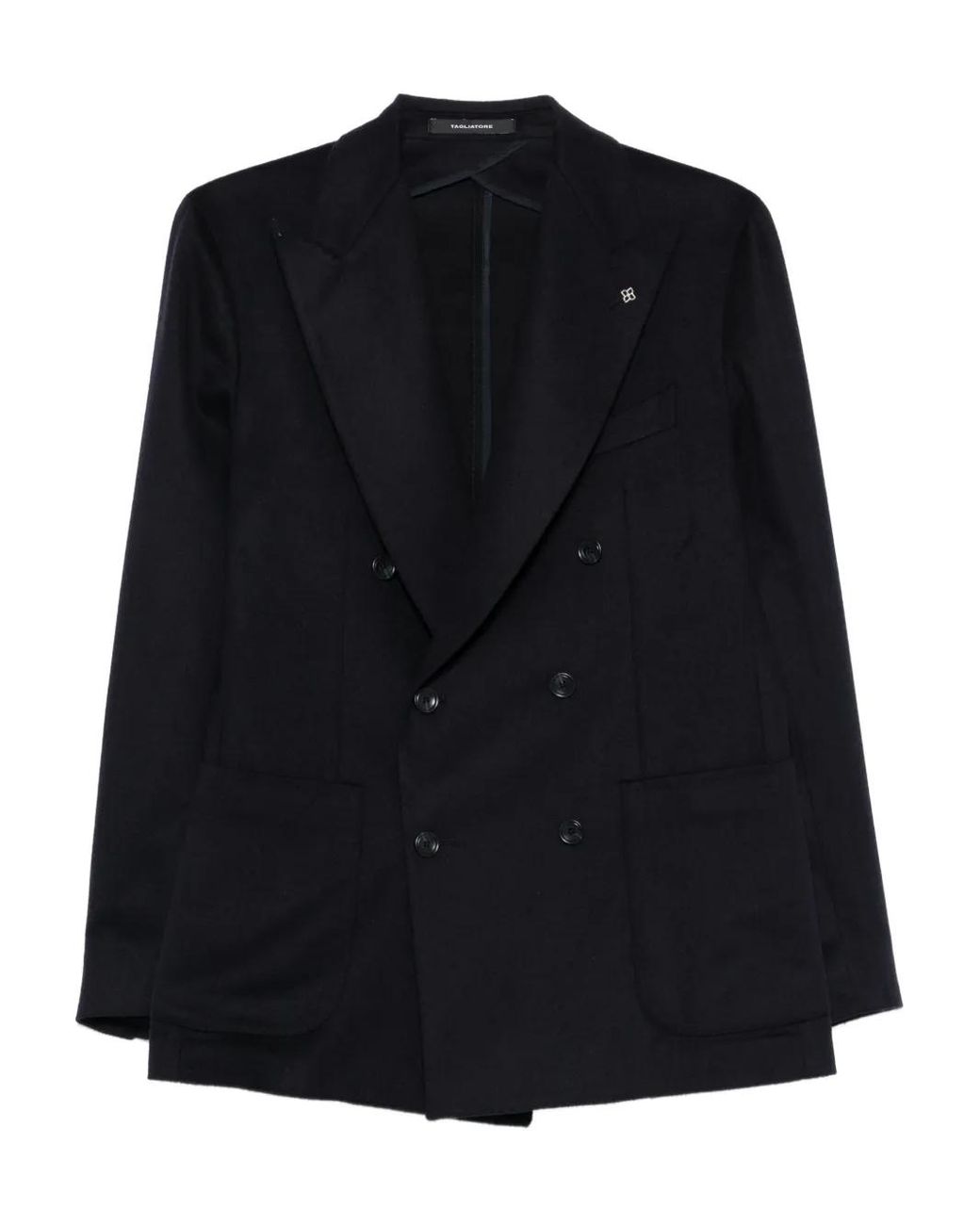 Tagliatore Black Double-Breasted Patch-Pocket Blazer for men