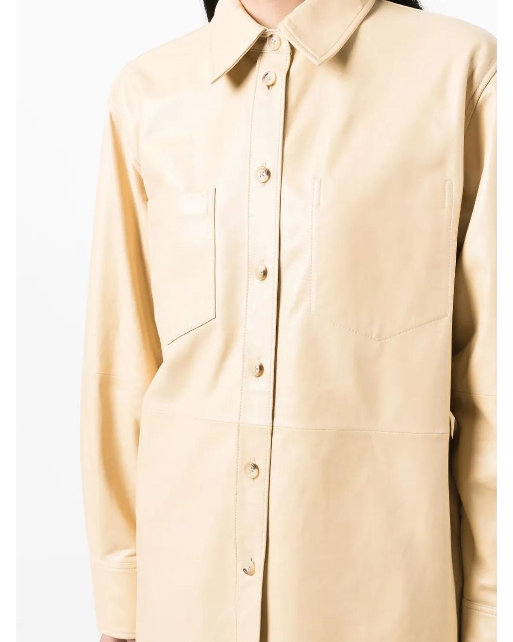 Helmut Lang Natural Long-Sleeve Leather Shirt