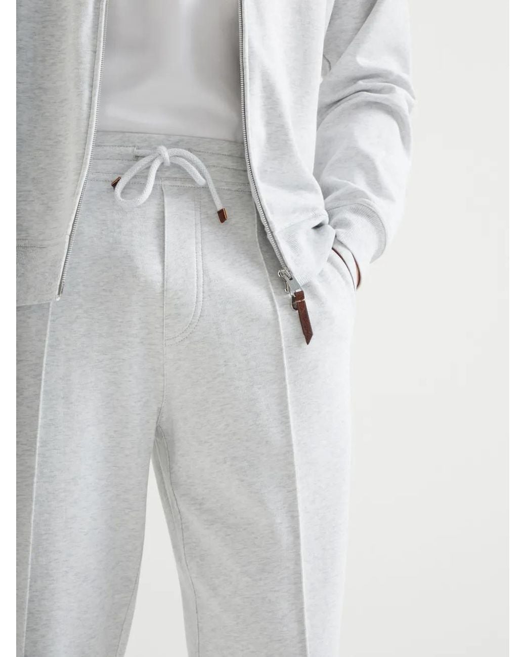 Brunello Cucinelli White Track Pants for men