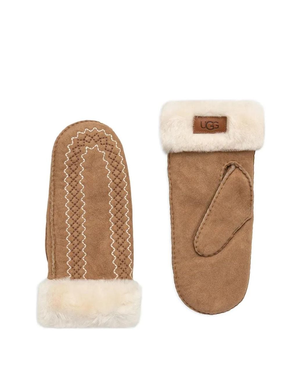 Ugg Natural Atherson Embroidered Gloves