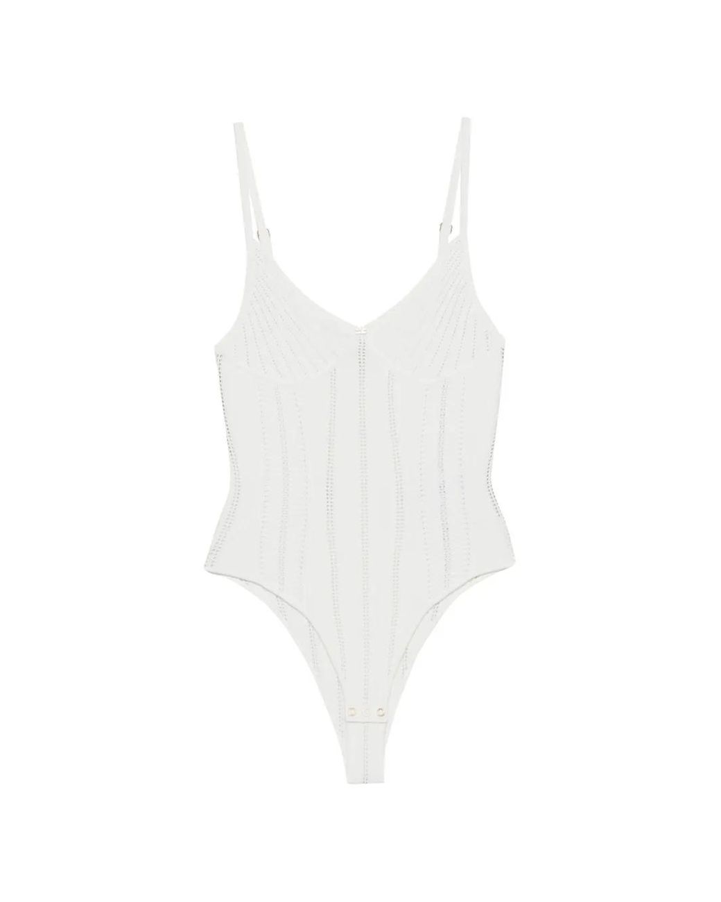 Elisabetta Franchi White Ribbed Bodysuit