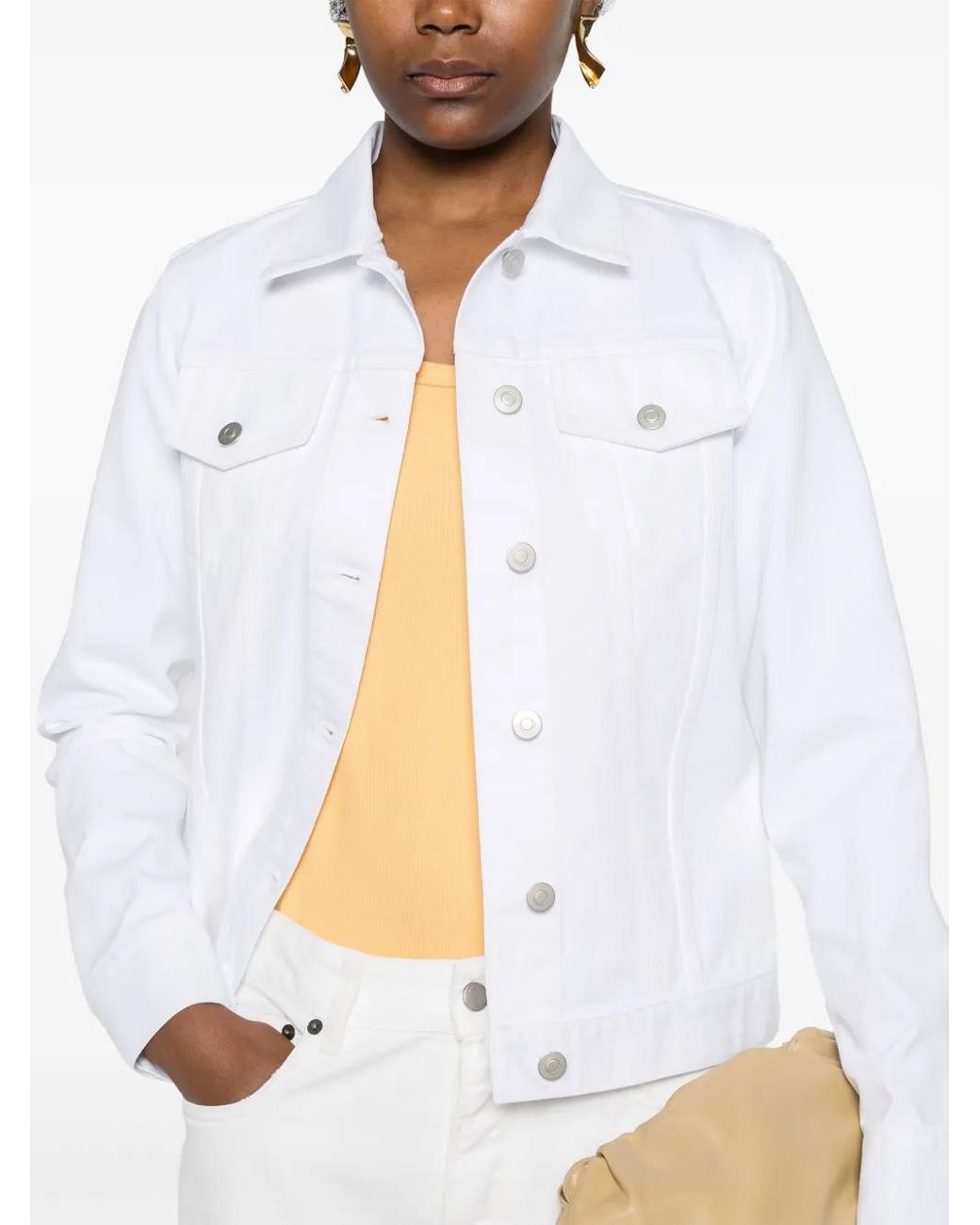 Fabiana Filippi White Button-Up Denim Jacket