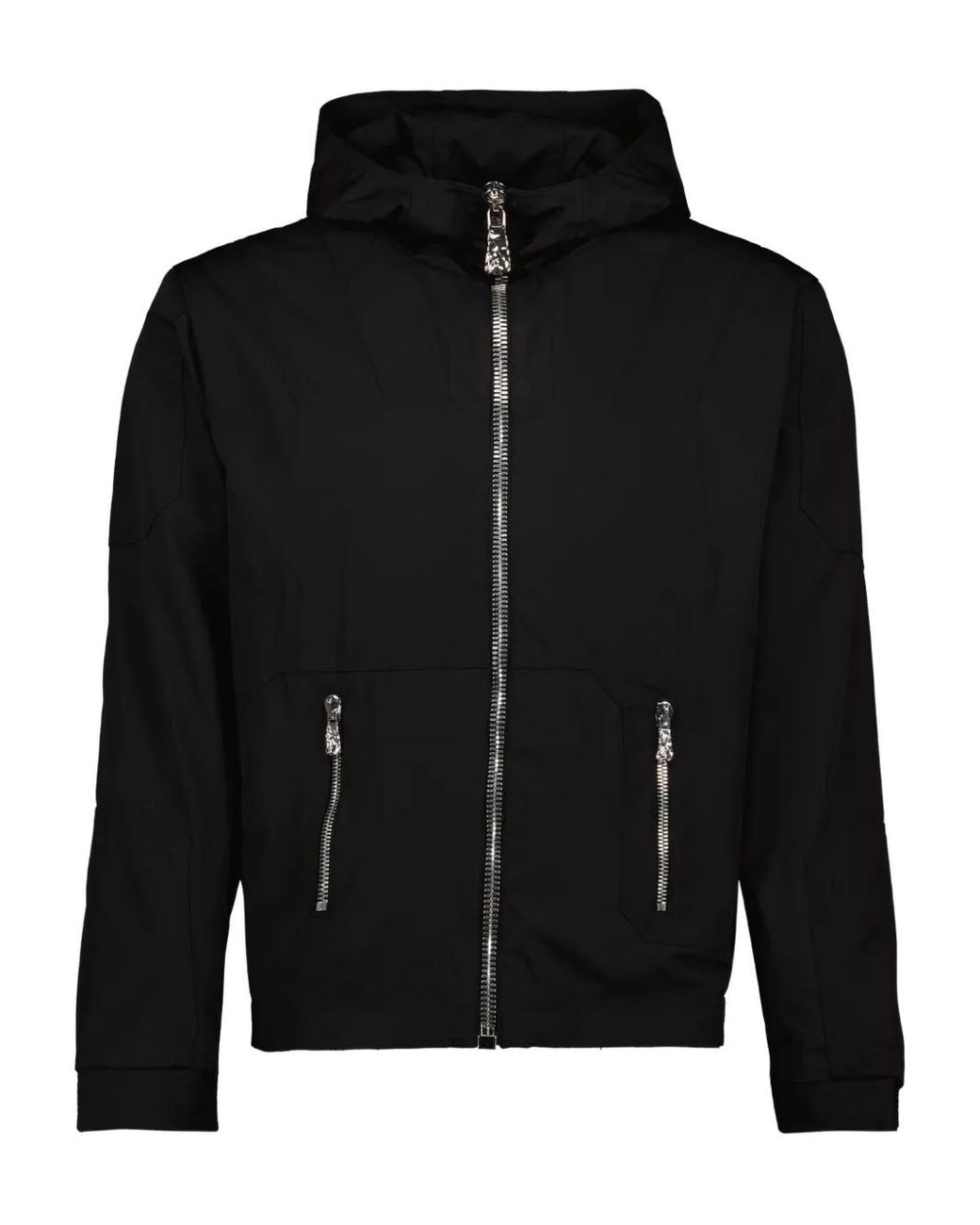 L8 Studio Black Hooded Zip-Front Jacket for men
