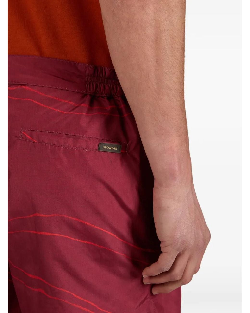 Slowear Red Button-Fastening Swim Shorts for men