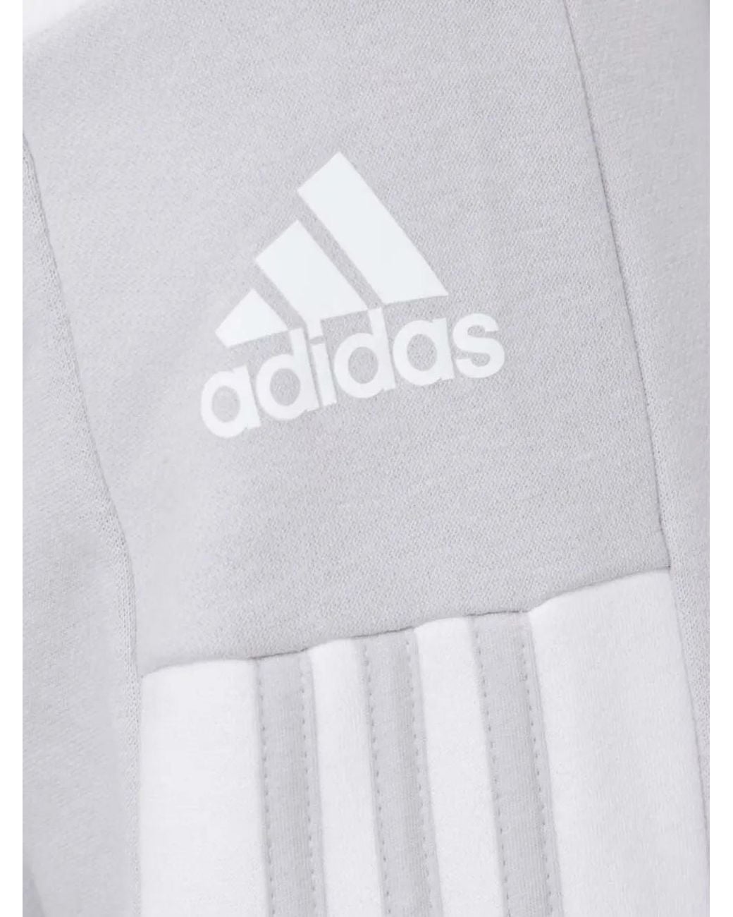 Adidas Gray Signature Stripes-Detail Hoodie for men